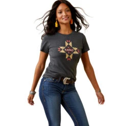 Women's Ariat Quilt Logo T-Shirt #10045443 -Outlet Cowgirl Closet Store 07284d54037bf75503577055964e076a