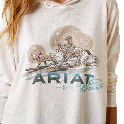 Women's Ariat Surfing Longhorn Western Aloha Hooded T-Shirt #10044958 -Outlet Cowgirl Closet Store 26822e4fe4487eb7a6d62090996b357b