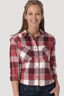 Women's Wrangler Riggs Flannel Button Down Shirt #112317246X