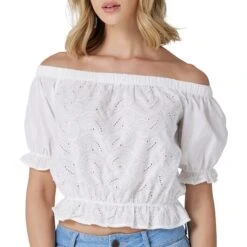 Women's Wrangler Crop Peasant Blouse #112327306 -Outlet Cowgirl Closet Store 851cde17e09b7d9c49fc836e9289c965