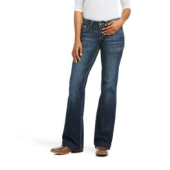 Women's Ariat Trouser Mid-Rise Melanie Wide Leg Jean #10037690-C -Outlet Cowgirl Closet Store F21 WEST WMS 10037690 front
