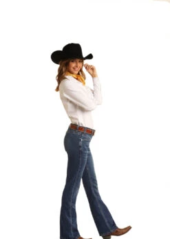 Women's Rock & Roll Cowgirl Riding Boot Cut Jean #W7-6159