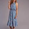 Women's Stetson Blue Floral Sleeveless Dress #11-057-0590-5050BU
