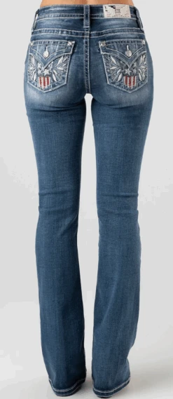 Women's Miss Me Winged Independence Bootcut Jean #M3849B